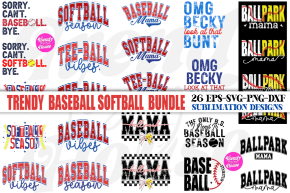 Baseball Softball PNG Bundle, Game Day Graphics