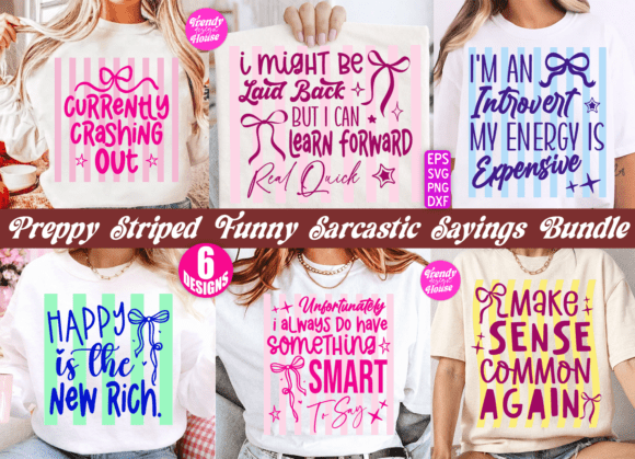 Preppy Sarcastic Sayings SVG PNG Bundle