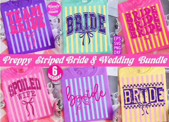 Preppy Striped Bride Png Bundle Wedding: Graphics & T-Shirt Designs