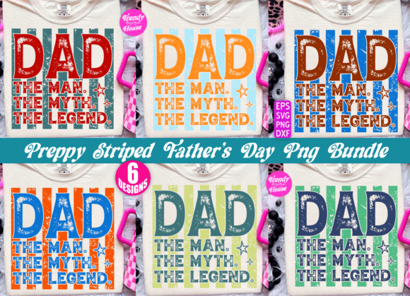 Preppy Striped Fathers Day PNG Bundle: Graphics for T-Shirt Designs