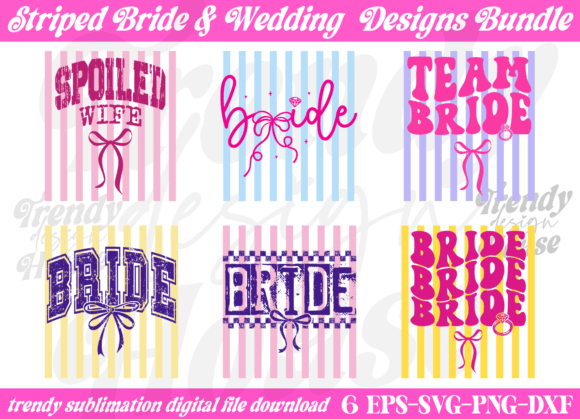 Trendy Striped Bride PNG Bundle Wedding