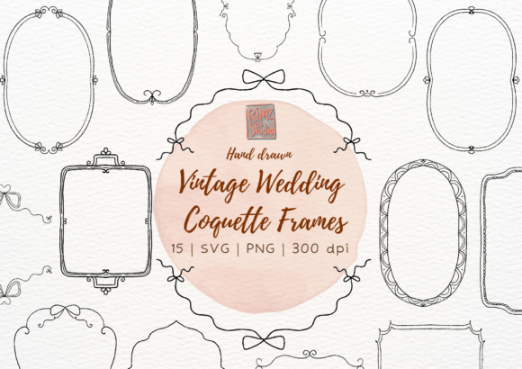 Vintage Wedding Coquette Frames SVG Graphics